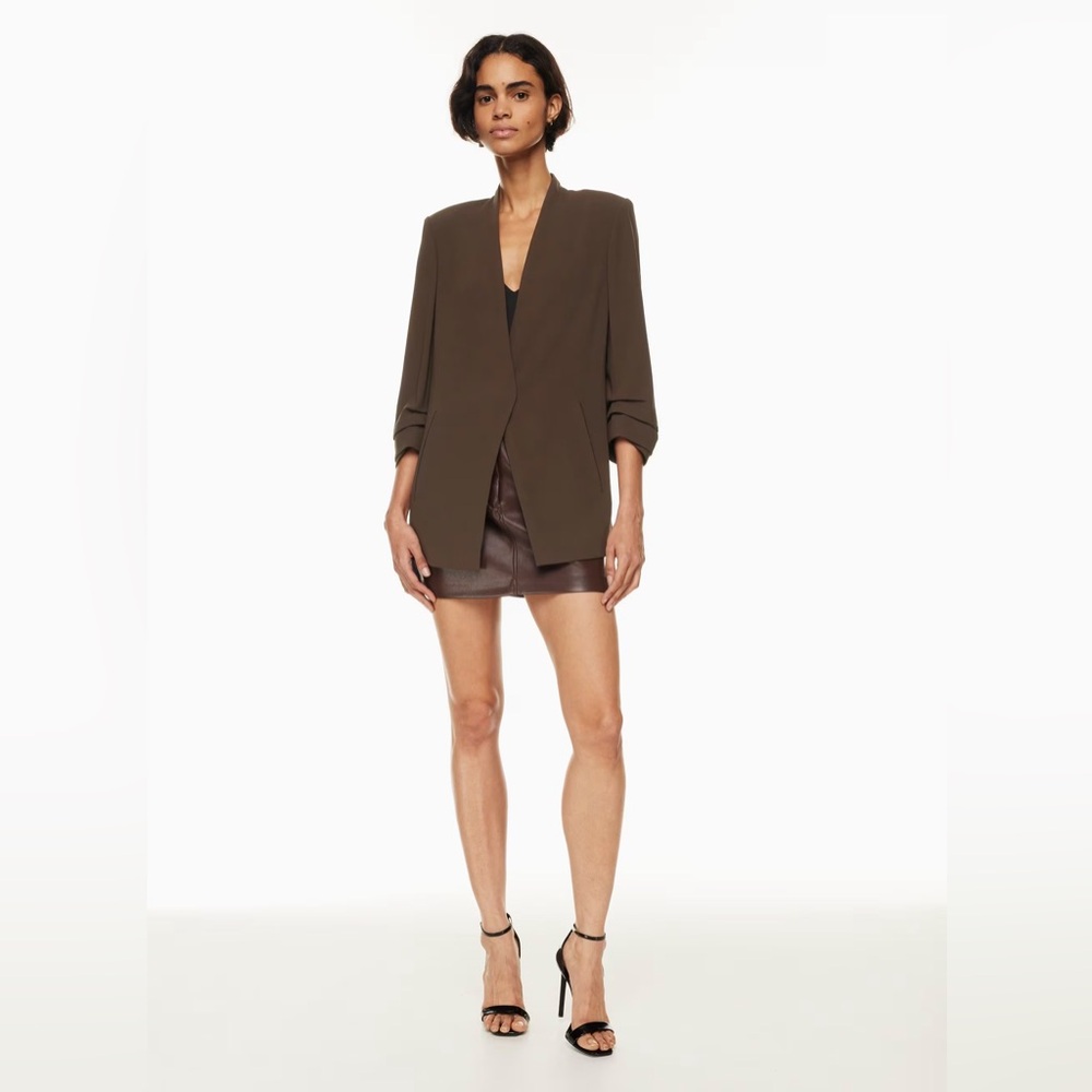 Babaton Power Blazer Brown open front Relaxed Blazer